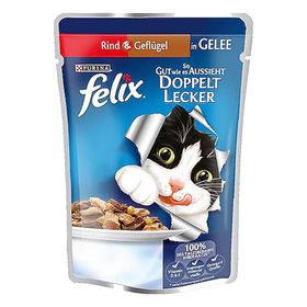 Purina Felix Çifte Lezzet Sığır Etli ve Tavuklu Pouch 100 gr Yetişkin Kedi Maması
