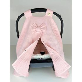 Puro Cotone Pembe 4 Kat Müslin Puset Örtüsü ve Puset Minderi