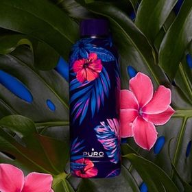 Puro Stainless Steel Hot Cold Parlak Tropikal Çiçek Desenli 500 ml Termos