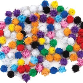 Puti 10 mm Metalik Pom Pom