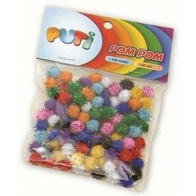 Puti 10 mm Metalik Pom Pom