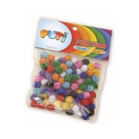 Puti 10 mm Metalik Pom Pom