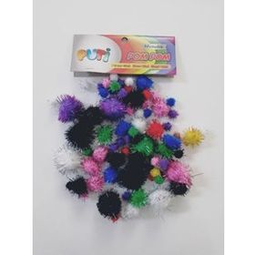 Puti Karışık Boy Metalik Pom Pom
