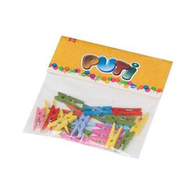 Puti Renkli Ahşap Büyük Boy 3.5 cm 12 Adet Mandal