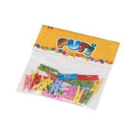 Puti Renkli Ahşap Büyük Boy 3.5 cm 12 Adet Mandal