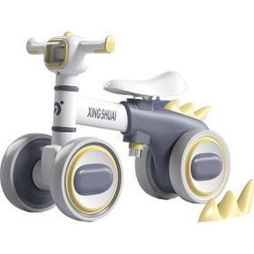 PVC Çocuk Denge Aracı 1 Ila 3 Yaş Arası Bebek Yürüteci Bebek Pedalsız Dört Tekerlekli Kayar Araba (Yurt Dışından) - Gri