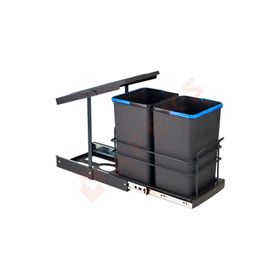 Pyramith P9153 12+12 lt Antrasit Teleskopik Raylı Çöp Kovası