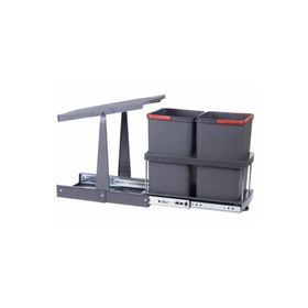 Pyramith P9153 12+12 lt Antrasit Teleskopik Raylı Çöp Kovası