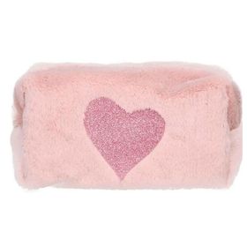 Pyrus Pembe Peluş Kalp Desenli Kalem Kutu