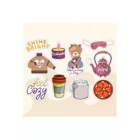 PYTK018 Çıkart ma Yazılı Karışık Desenli Tasarımlı A5 Stickers