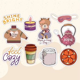 PYTK018 Çıkart ma Yazılı Karışık Desenli Tasarımlı A5 Stickers
