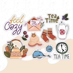PYTK020 Çıkart ma Yazılı Karışık Desenli Tasarımlı A5 Stickers