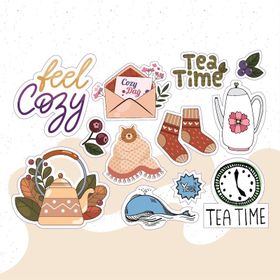 PYTK020 Çıkart ma Yazılı Karışık Desenli Tasarımlı A5 Stickers