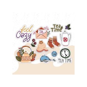 PYTK020 Çıkart ma Yazılı Karışık Desenli Tasarımlı A5 Stickers