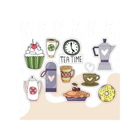 PYTK021 Çıkart ma Yazılı Karışık Desenli Tasarımlı A5 Stickers