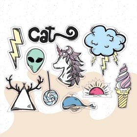 PYTK030 Çıkart ma Unicorn Alien Karışık Tasarımlı A5 Stickers