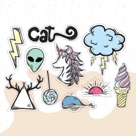 PYTK030 Çıkart ma Unicorn Alien Karışık Tasarımlı A5 Stickers