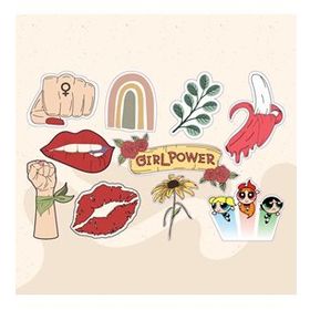 PYTK04 Kadın Feminist Tasarımlı Karışık Renkli 10'lu Stickers Çıkartma