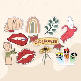 PYTK04 Kadın Feminist Tasarımlı Karışık Renkli 10'lu Stickers Çıkartma