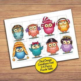 PZ101 Renkli Baykuşlar Çocuklara Özel Puzzle Yapboz Tablo