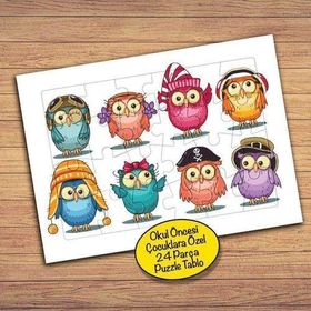 PZ101 Renkli Baykuşlar Çocuklara Özel Puzzle Yapboz Tablo
