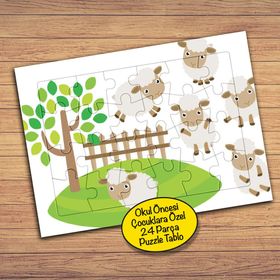 PZ111 Çitten Atlayan Koyunlar Çocuklara Özel Puzzle Yapboz Tablo