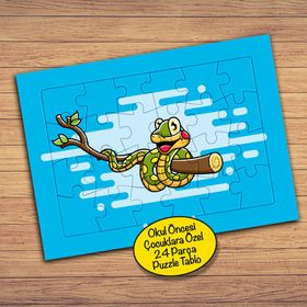 PZ132 Ağaç Dalında Mutlu Yılan Çocuklara Özel Puzzle Yapboz Tablo