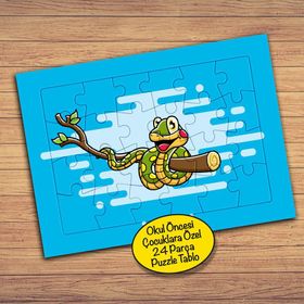 PZ132 Ağaç Dalında Mutlu Yılan Çocuklara Özel Puzzle Yapboz Tablo
