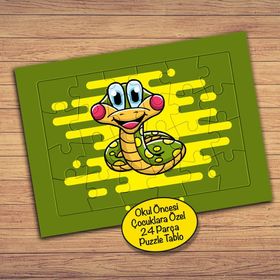 PZ133 Sevimli Mutlu Yılan Çocuklara Özel Puzzle Yapboz Tablo