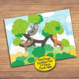 PZ138 Ağaçtaki Sevimli Maymunlar Çocuklara Özel Puzzle Yapboz Tablo