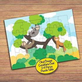 PZ138 Ağaçtaki Sevimli Maymunlar Çocuklara Özel Puzzle Yapboz Tablo