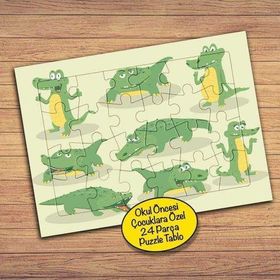 PZ143 Sevimli Timsah Kolyajı Çocuklara Özel Puzzle Yapboz Tablo
