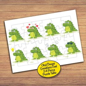 PZ144 Sevimli Minik Timsah Çocuklara Özel Puzzle Yapboz Tablo