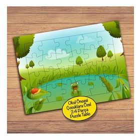PZ150 Gölde Sevimli Kurbağa Çocuklara Özel Puzzle Yapboz Tablo