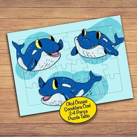 PZ152 Mutlu Köpek Balığı Çocuklara Özel Puzzle Yapboz Tablo
