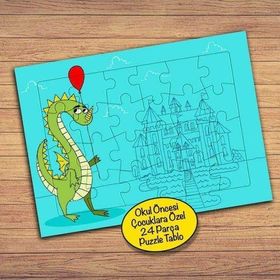 PZ198 Şato ve Balonlu Ejderha Çocuklara Özel Puzzle Yapboz Tablo