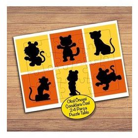 PZ90 Sevimli Kaplan Silüeti Çocuklara Özel Puzzle Yapboz Tablo