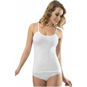 Q-En 700 Bambu İp Askılı Beyaz Kadın Atlet