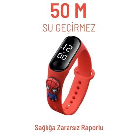 Q Time Örümcek Adam Spiderman Figürlü Led Dokunmatik Ekranlı Su Geçirmez Dijital Çocuk Kol Saati