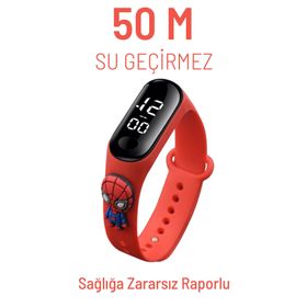 Q Time Örümcek Adam Spiderman Figürlü Led Dokunmatik Ekranlı Su Geçirmez Dijital Çocuk Kol Saati