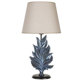 Qdec Modern Dizayn Cobalt Bej Yaprak Abajur