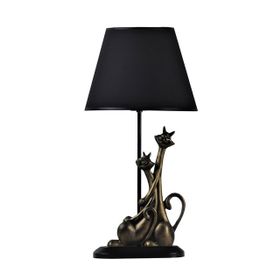 Qdec Modern Dizayn Kedi Gold Siyah Abajur