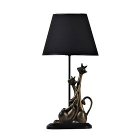 Qdec Modern Dizayn Kedi Gold Siyah Abajur