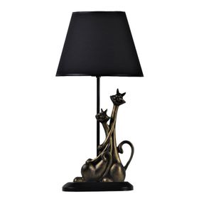 Qdec Modern Dizayn Kedi Gold Siyah Abajur
