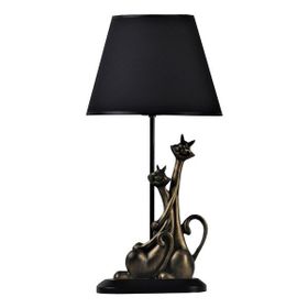 Qdec Modern Dizayn Kedi Gold Siyah Abajur