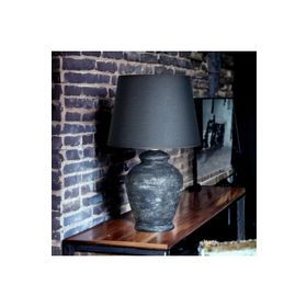 Qdec Rustik Antik Siyah Gri Vintage Seramik Abajur