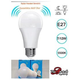 Qenos Beyaz Led 12 Watt Radar Sensörlü Ampul