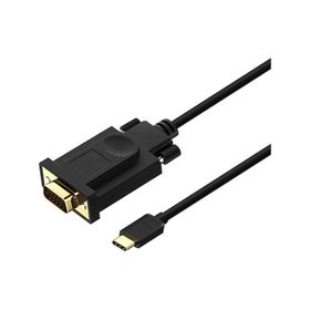 Qgeem QG-UA17 USB Type-C to 3 mt Siyah VGA Çevirici Kablo