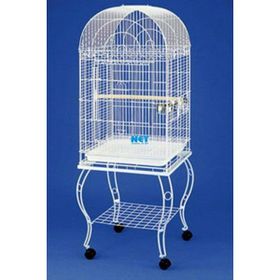 QH Pet Cage Beyaz Sehpalı Papağan Kafesi