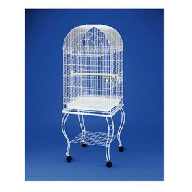 QH Pet Cage Beyaz Sehpalı Papağan Kafesi